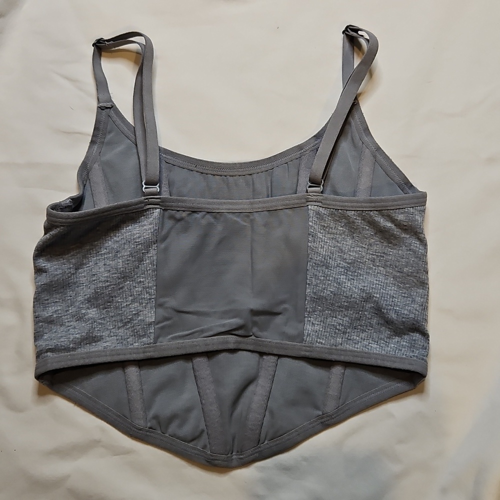 Colsie Gray Corset Style Crop Top Medium - Picture 2 of 8